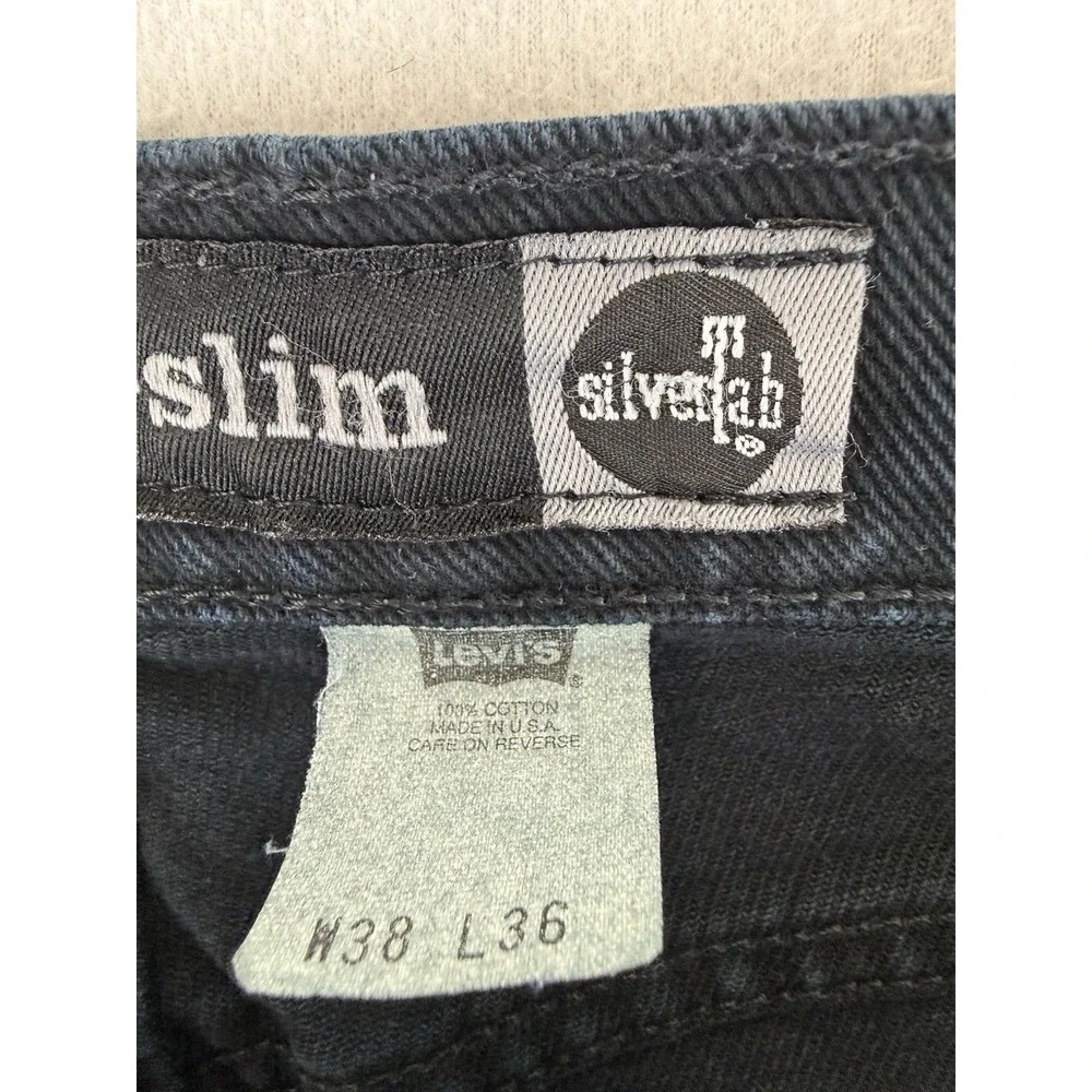 VTG Levi's Straight Slim Silvertab Dark Blue Jeans 38x36 1998 Skateboard Hip Hop